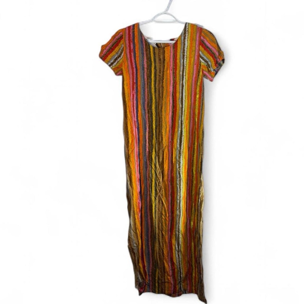 Striped Midi Dress in Warm Multi-Color